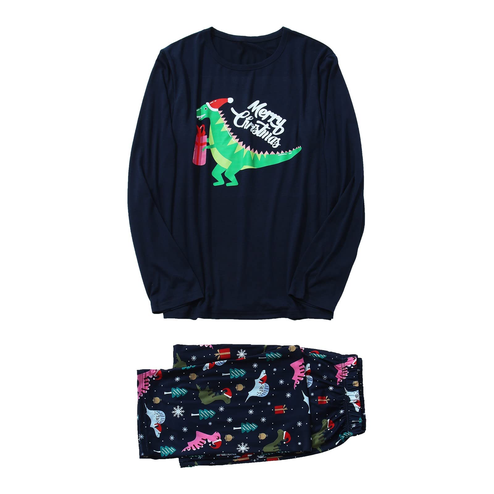 Dinosaur Family Christmas Pajamas Set - Plaid Long Sleeve Pajamas for Women & Family Matching Outfits for Holiday Sleepwear