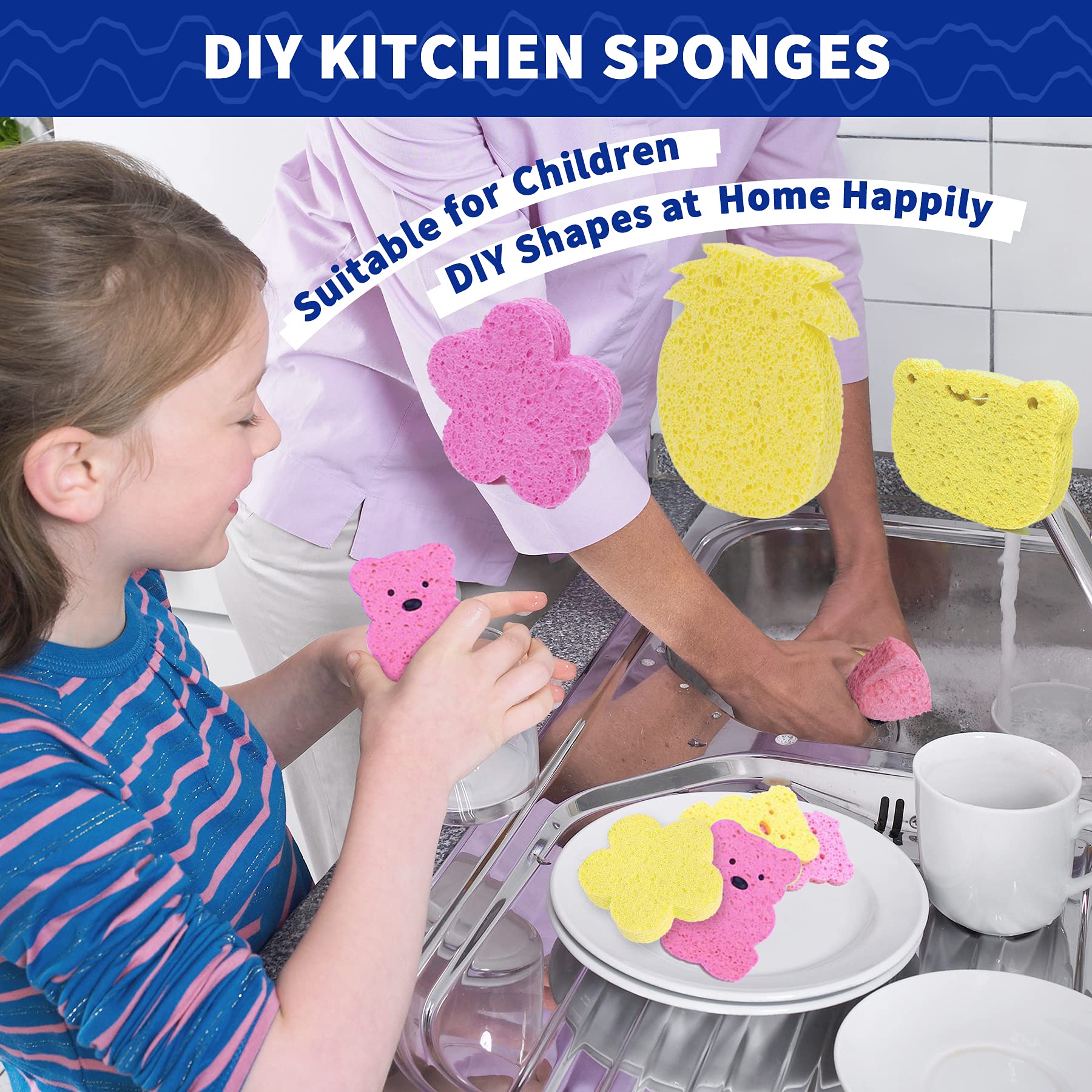 CELOX 24 Pack Large Kitchen Sponges - Super Absorbent Eco-Friendly Cellulose Dish Sponges for Cleaning Dishes, Countertops & More (4.5