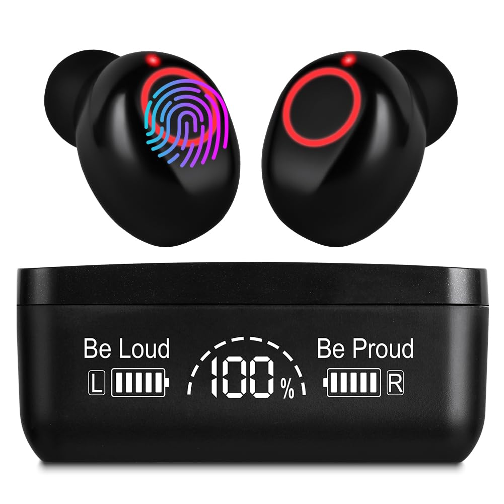 AXFEE Wireless Earbuds Bluetooth 5.3 Headphones with Slide Charging Case, Dual LED Display, IPX7 Waterproof, Fast Charging - Perfect for Gym, Running, Workouts & Commuting