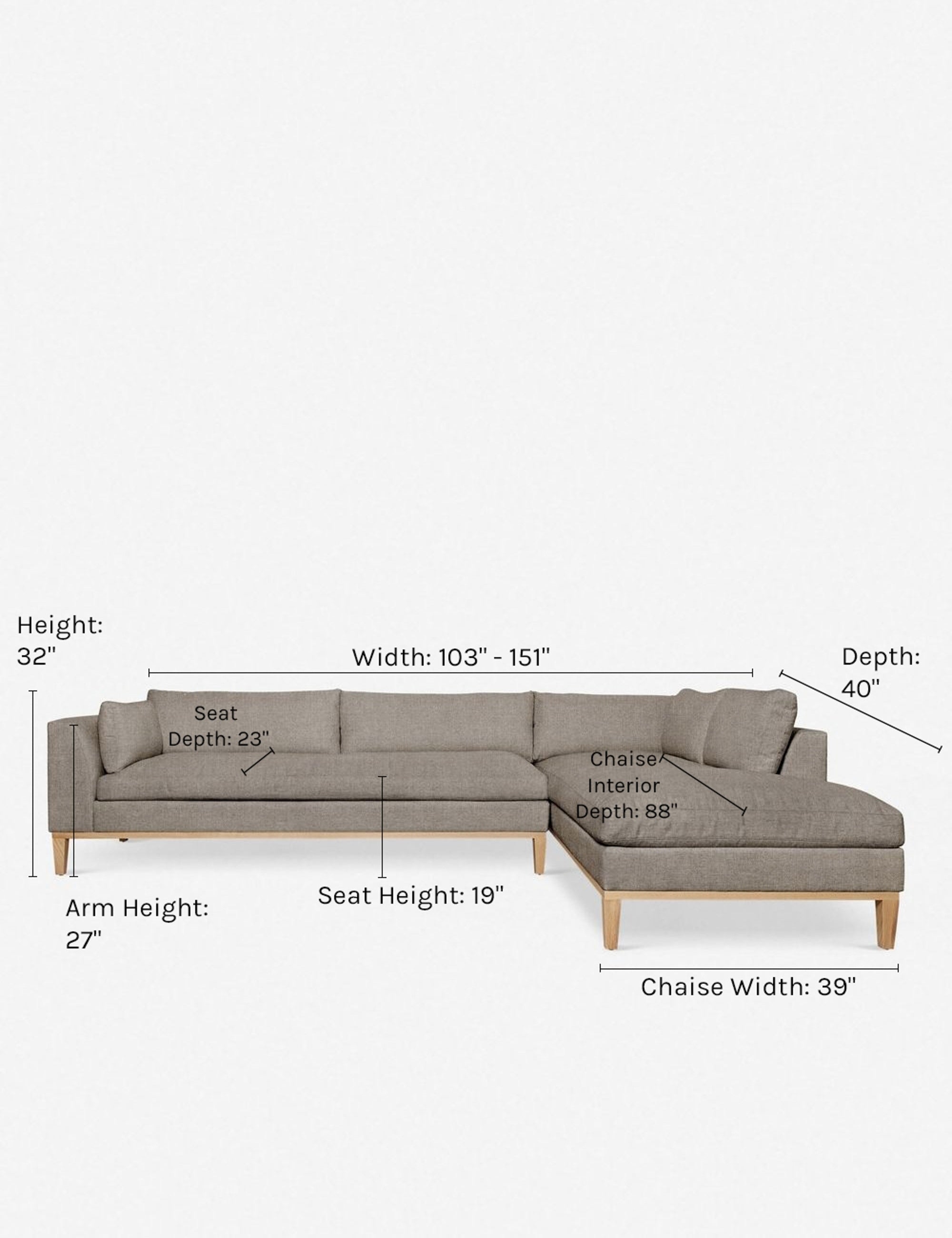 Charleston Sectional Sofa - Modern L-Shaped Couch with Reversible Chaise, Soft Fabric Upholstery for Living Room, Family Room & Home Theater