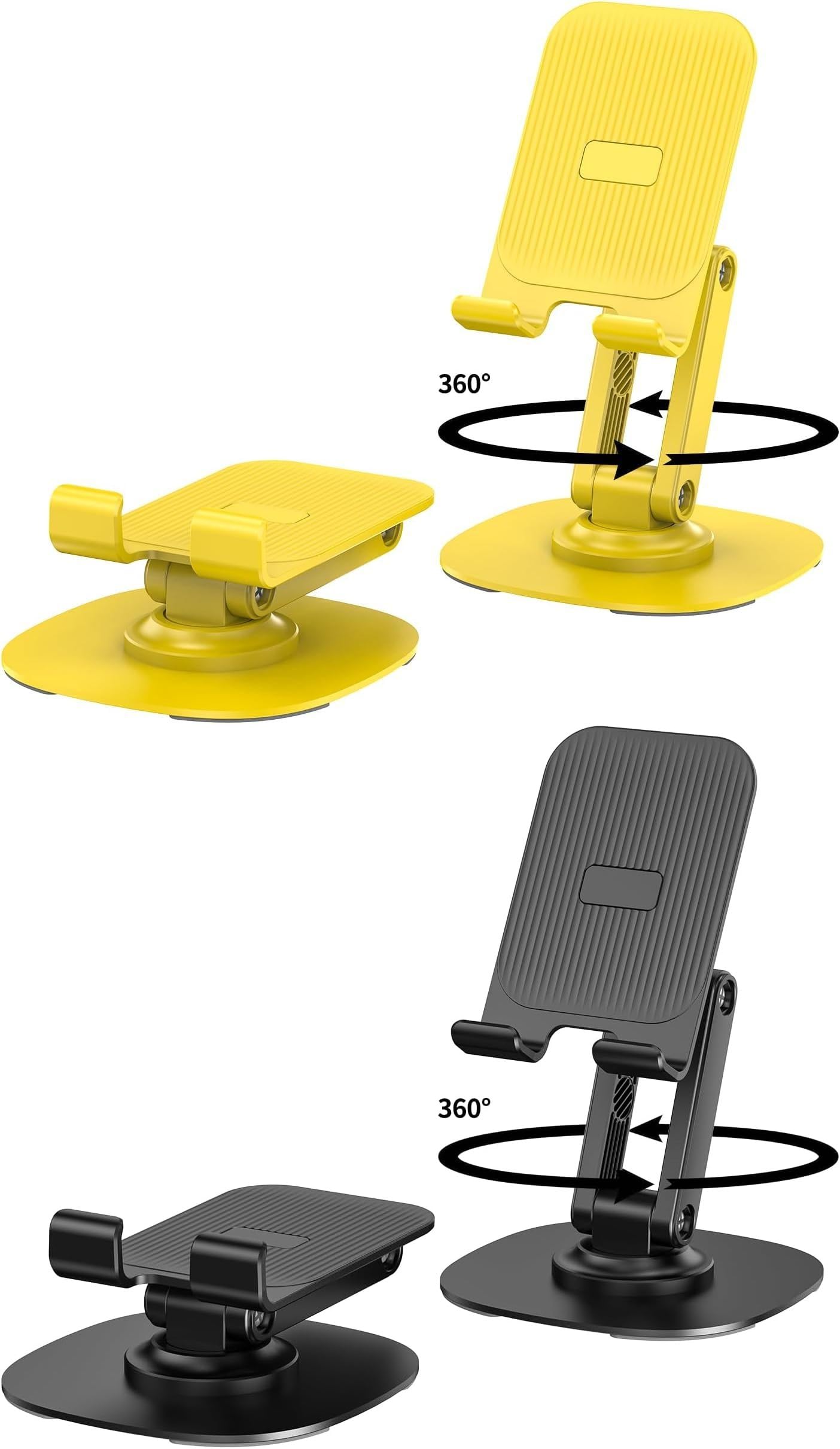 360 Degree Rotating Foldable Metal Phone & Tablet Stand - Adjustable Desktop Holder for iPhone, iPad, Samsung - Perfect for Live Streaming, Video Calls & Hands-Free Viewing (Yellow)