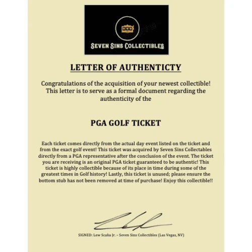 Authentic 1999 U.S. Open Golf Ticket Collage - Payne Stewart Framed Memorabilia with COA | PGA Championship Collectible | Perfect for Golf Fans, Man Cave Decor & Sports Memorabilia Collections