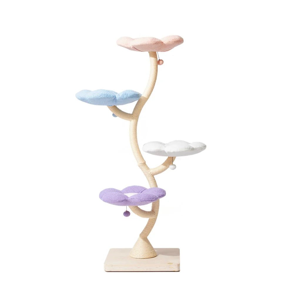 Premium 4-Tier Fairy Cat Tower with Designer Flower Perches - Stylish & Durable Cat Tree for Indoor Play, Climbing, and Lounging - Perfect for Small Spaces and Multi-Cat Homes