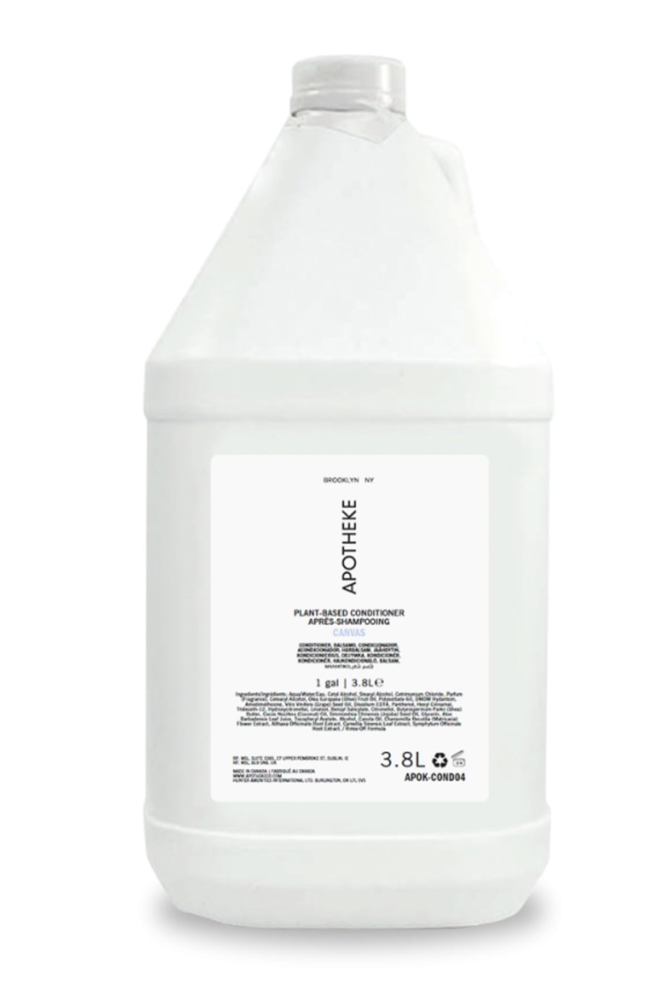 Fuzzion Apothekae Gallon-Sized Vegan Hair Conditioner - Plant-Based Deep Moisturizing Treatment for Dry, Damaged Hair - Salon & At-Home Hair Care Solution