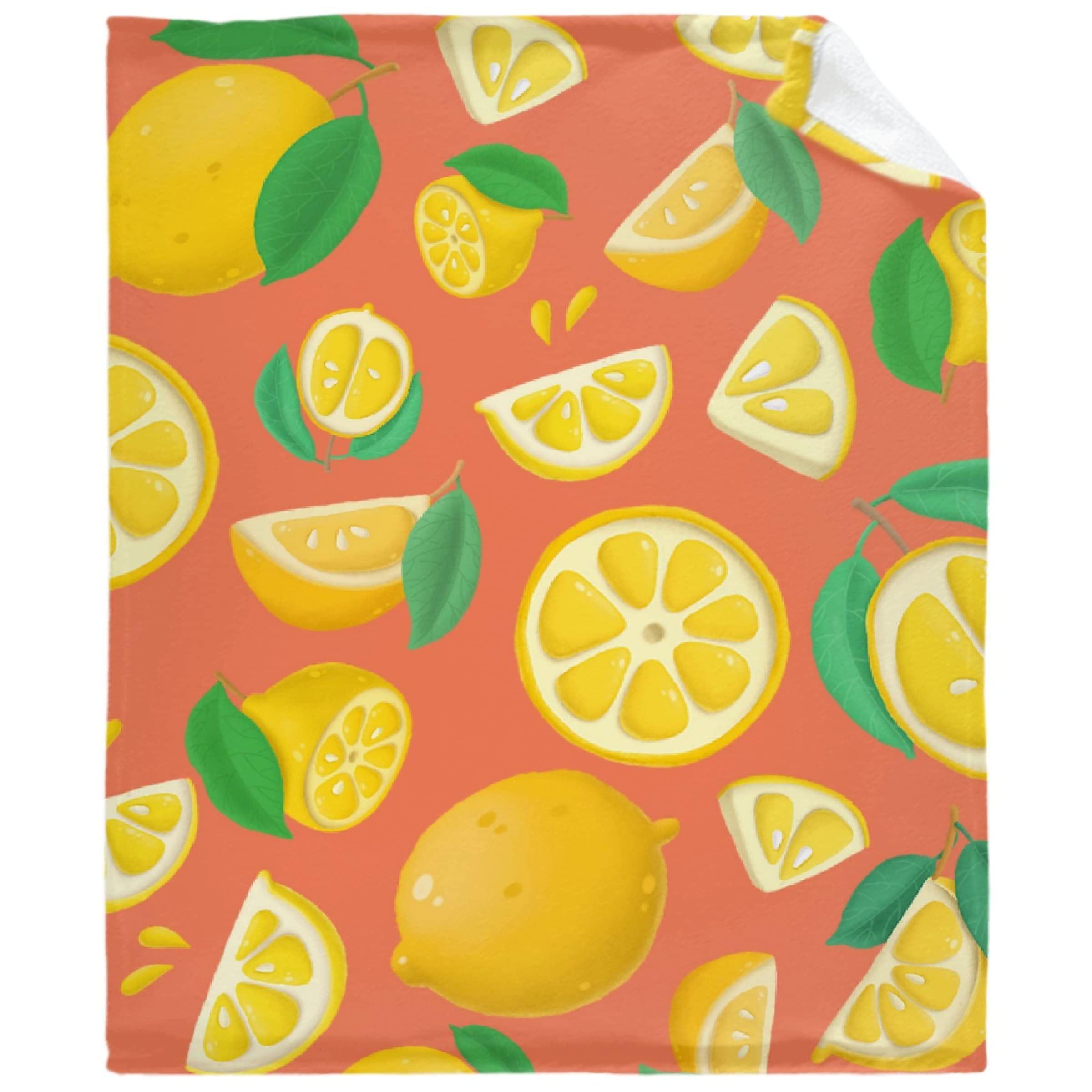 FOODSTAR Super Soft Fleece Blanket - 120x90 Inch Extra Large Cozy Flannel Throw Blanket with Sliced Lemon Fruit Design, Lightweight & Breathable for Couch, Bed, Car, Living Room - Perfect for Family Movie Nights, Picnics & Winter Snuggles