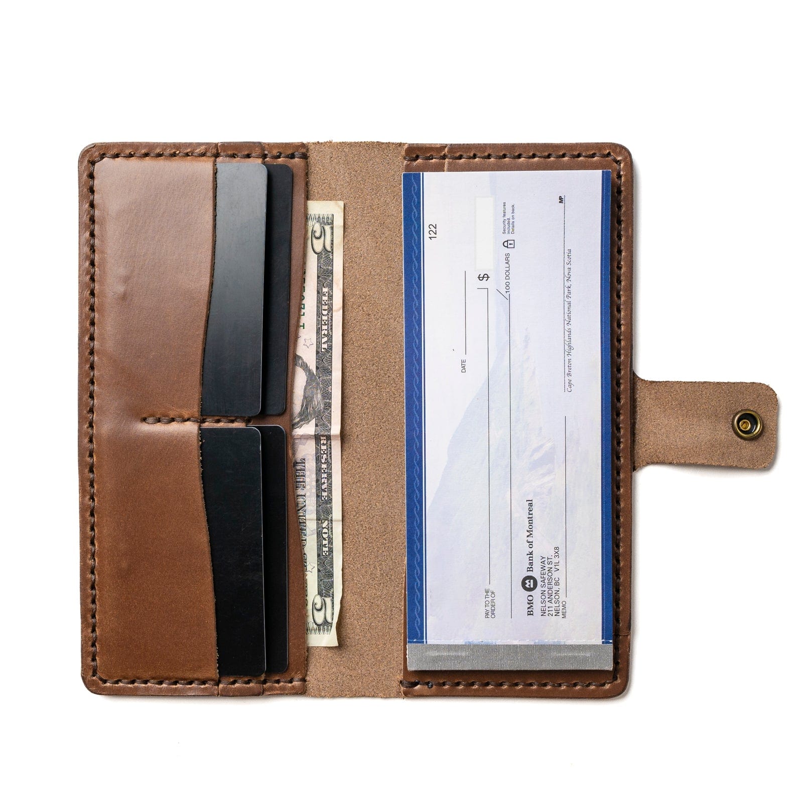 Genuine Leather Checkbook Wallet for Men & Women - Slim RFID Blocking Bifold Wallet with Checkbook Holder - Perfect for Business, Travel, and Everyday Use