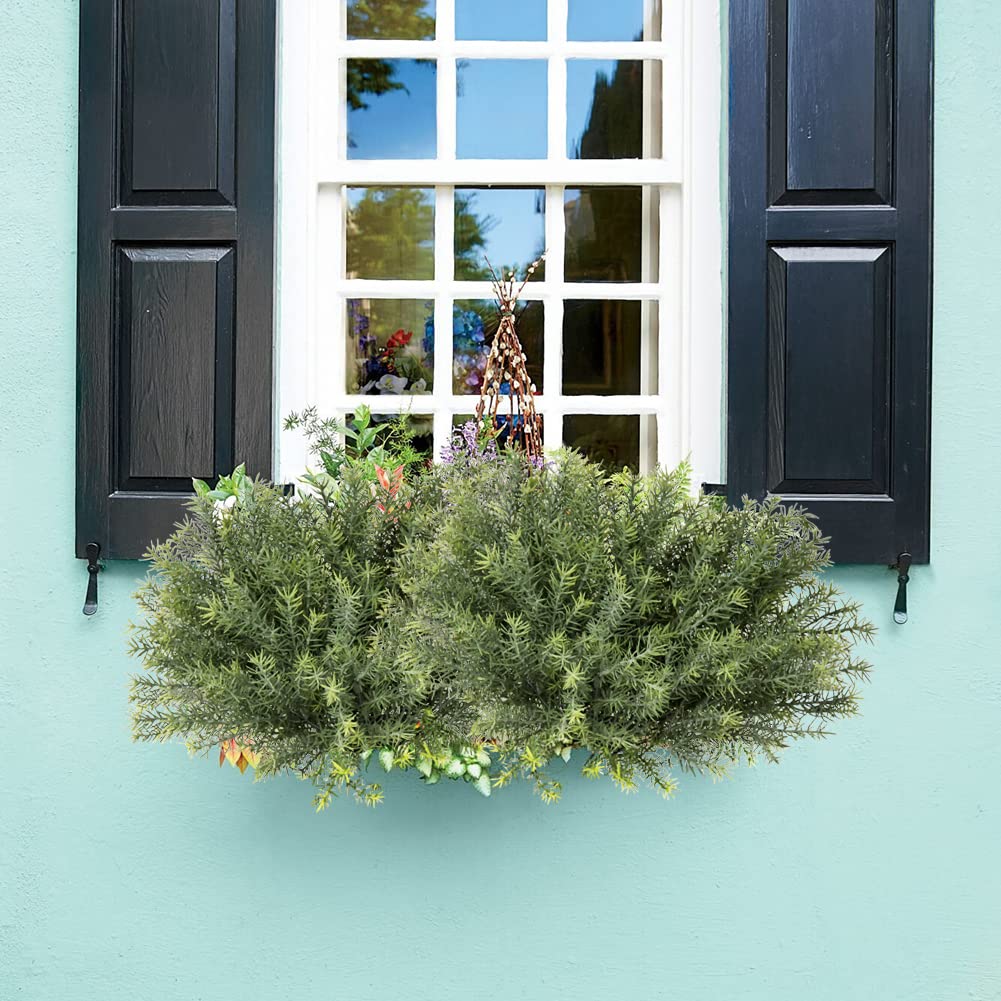Artificial Rosemary Stems - 4 Pack Fake Greenery Plants for Home Decor, Indoor & Outdoor Garden, Wedding, Table Centerpieces, DIY Crafts - Realistic Frosted Green Bushes & Shrubs