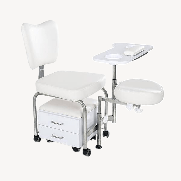 2 in 1 Compact Mobile Manicure Pedicure Chair with Wheels - Professional Nail Salon Station BA3506 for Pedicures & Manicures - Perfect for Home Spa & Salon Business Use