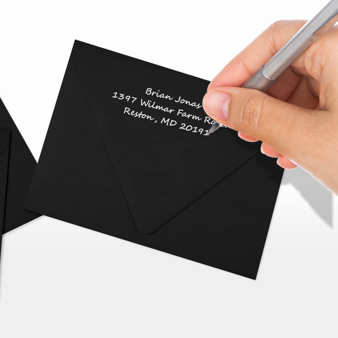 Premium A2 Contour Flap Envelopes 4 3/8 x 5 3/4 Inches - 1000 Pack Midnight Black for Business Invitations, Greeting Cards & Mailing - Elegant Stationery for Weddings, Corporate Events & Direct Mail