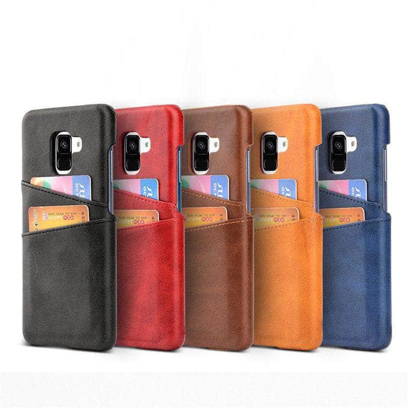 Samsung Galaxy S9 Plus Note 9 A6 A8 A7 A9 PU Leather Card Holder Back Cover Case - Slim Protective Phone Case with Card Slots for Credit Cards & ID - Perfect for Travel, Work and Daily Use