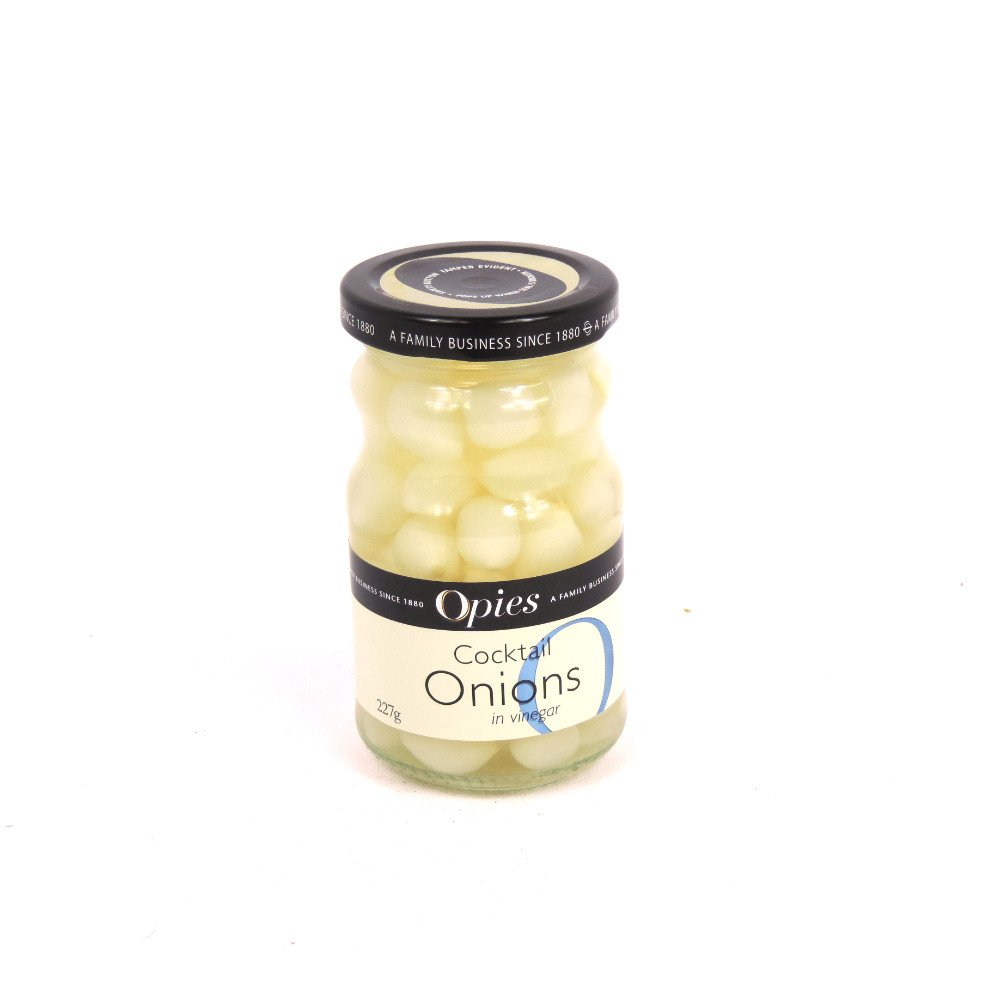 Opies Cocktail Onions in Vinegar - 227g (8oz) Jar - Premium Pickled Pearl Onions for Martinis, Gibsons & Bloody Marys - Perfect for Home Bars, Cocktail Parties & Gourmet Cooking