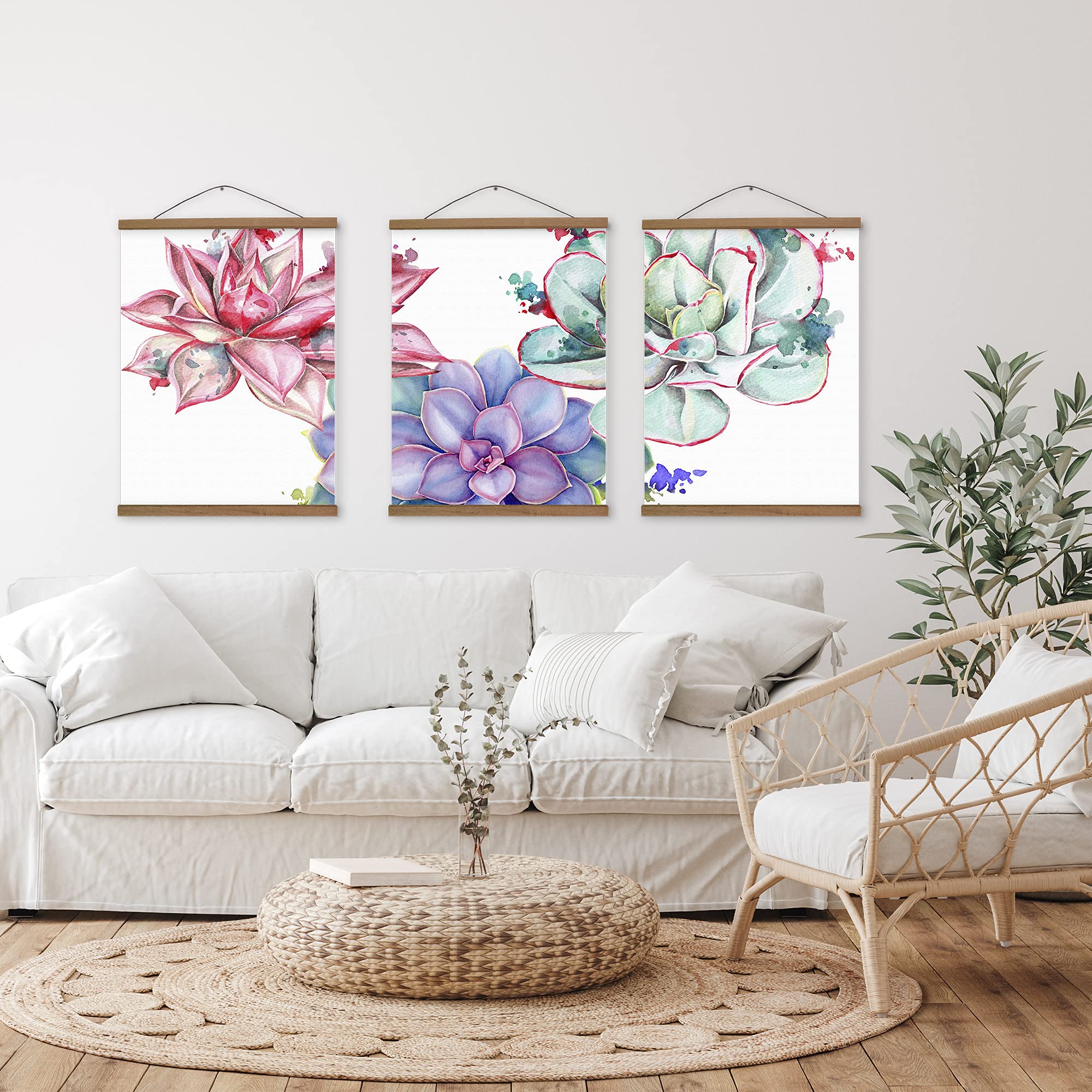 Botanical Canvas Wall Art Set of 3 - 18x24 Inch Succulent & Plant Prints for Living Room & Bedroom Decor - Perfect Above Bed Wall Artwork, Modern Home Office Decor, Housewarming Gift