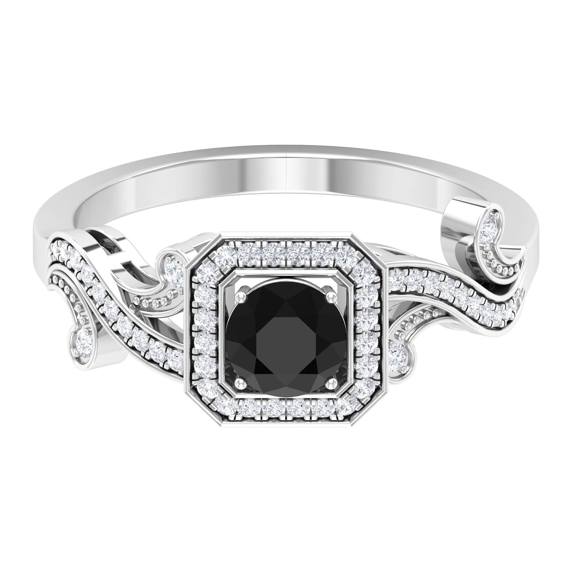August Birthstone Natural Black Spinel & Diamond Ring in 14K Solid Gold - Vintage Style Jewelry for Women, Perfect Gift for Birthday, Anniversary & Special Occasions