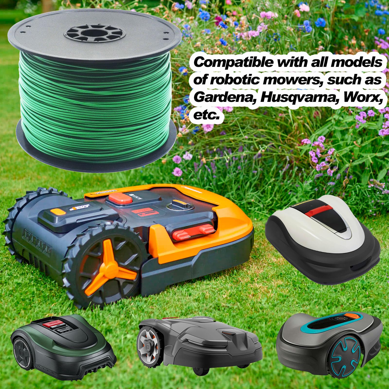 1500FT Robotic Lawn Mower Boundary Wire Kit with 200 Plastic Stakes - Universal Automatic Perimeter Wire for Robotic Mowers - Perfect for Backyard, Garden, and Large Lawn Areas