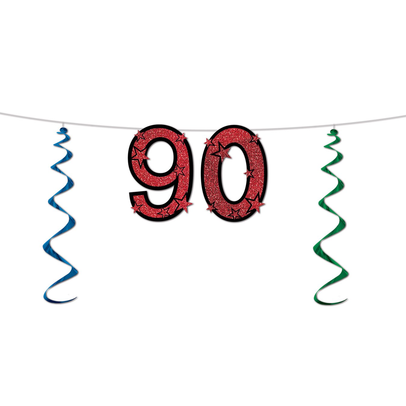 90 Glittered Streamer Party Decorations - 1 Count Pack - Perfect for Birthday, Wedding & New Year Celebrations