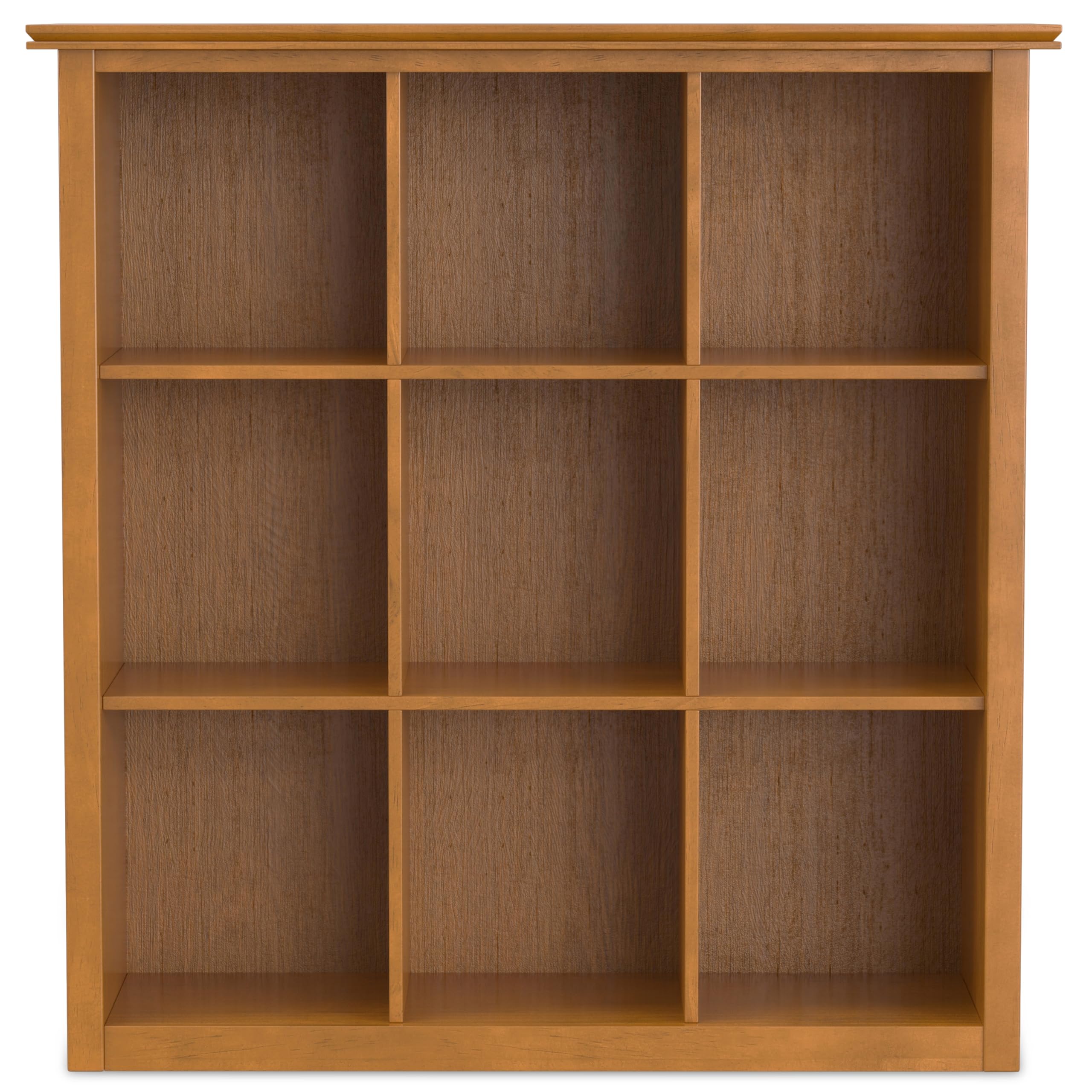 SIMPLIHOME Acadian 44 Inch Solid Wood 9-Cube Bookcase & Storage Unit, Light Golden Brown - Transitional Style for Living Room, Study, Office & Home Organization