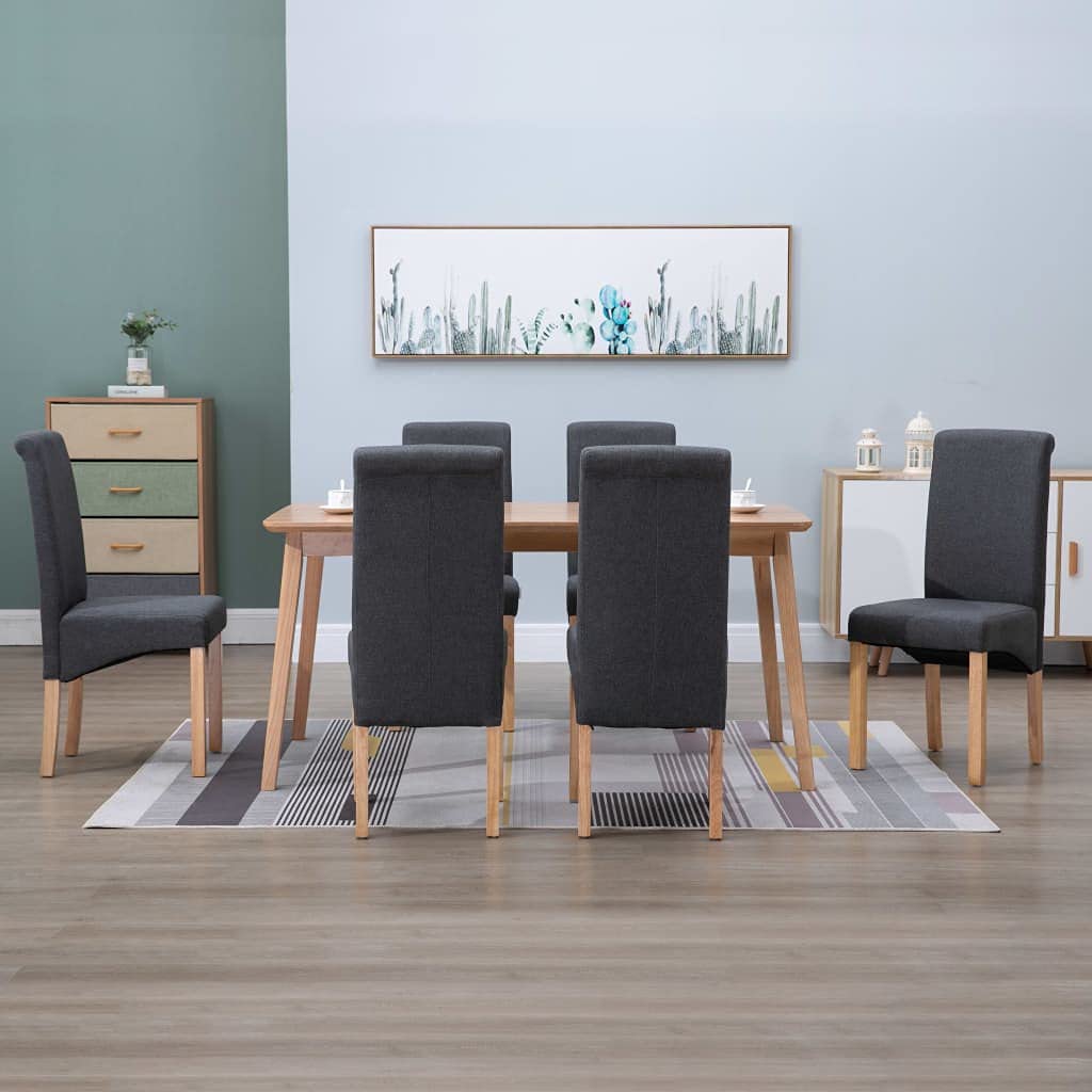 Modern Dining Chairs Set of 6 - Gray Fabric Upholstered High Back Kitchen Chairs with Padded Seat for Dining Room, Living Room & Home Decor | Comfortable & Stylish Seating for Family Gatherings, Dinner Parties & Everyday Use
