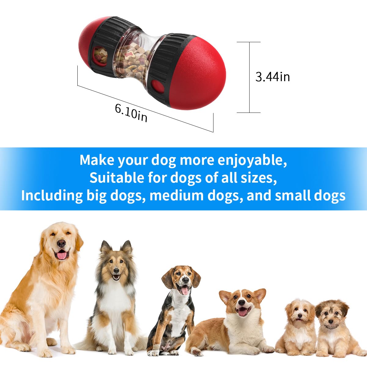 Interactive Treat Dispensing Dog Toys & Adjustable Slow Feeder Ball - Puzzle Toy for Mental Stimulation - Keeps Dogs Busy & Entertained - Perfect for Mealtime, Training & Boredom Relief