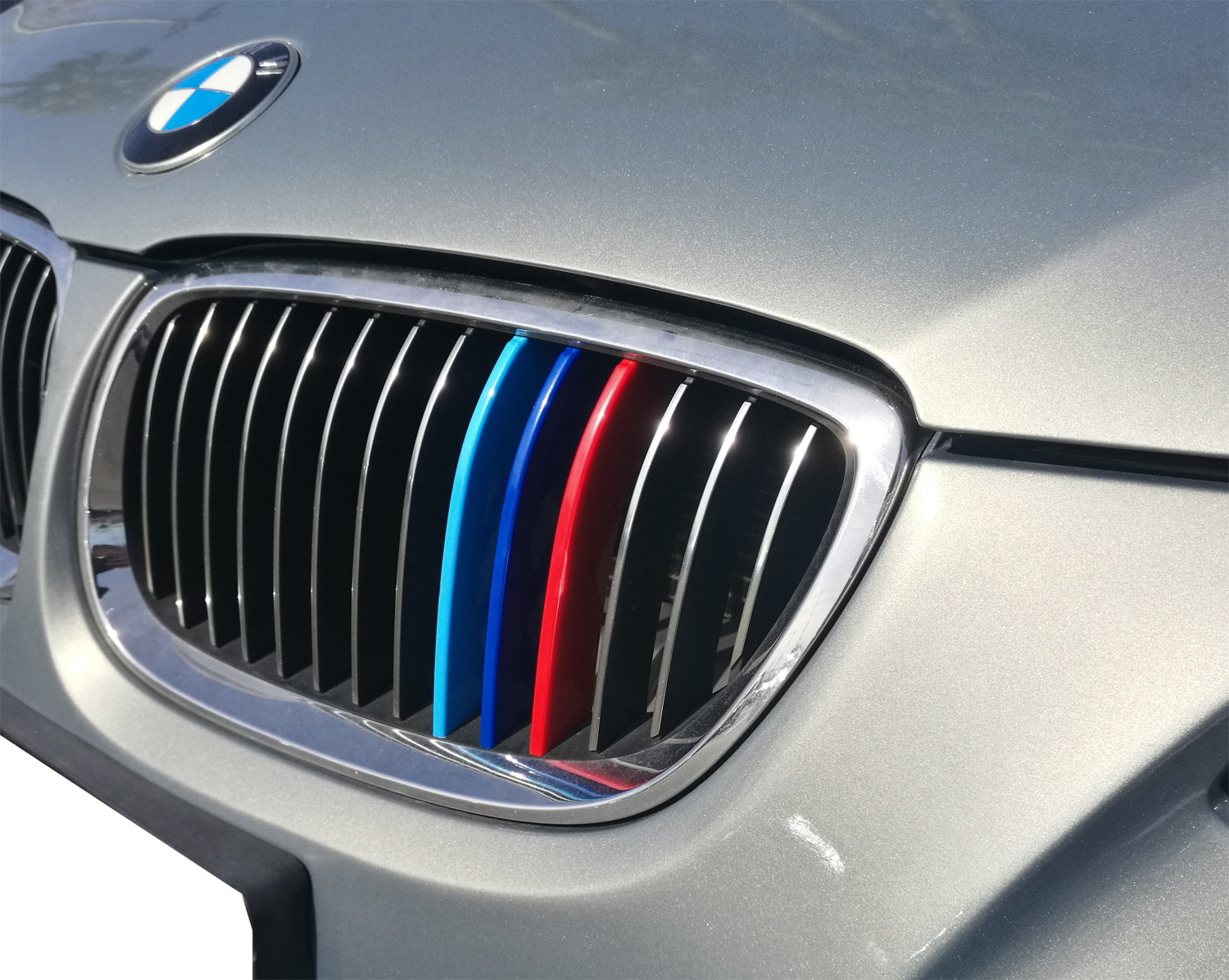 BMW E92 E93 3 Series Coupe M Color Grille Insert Trims (2007-2010) - 14 Beam Design | Upgrade Your Front Grille for Sporty Look & Enhanced Style | Perfect for Car Enthusiasts & Custom Modifications