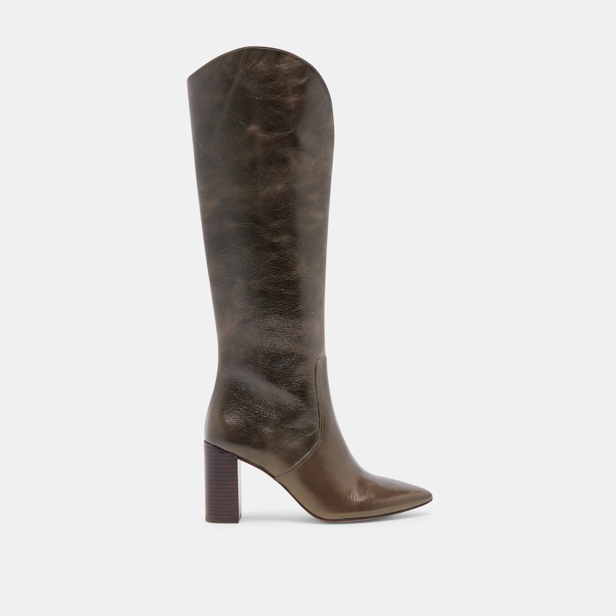 NEDI Wide Calf Boots for Women - Dark Olive Leather Ankle Boots, Comfortable & Stylish for Fall, Winter, and Casual Outfits