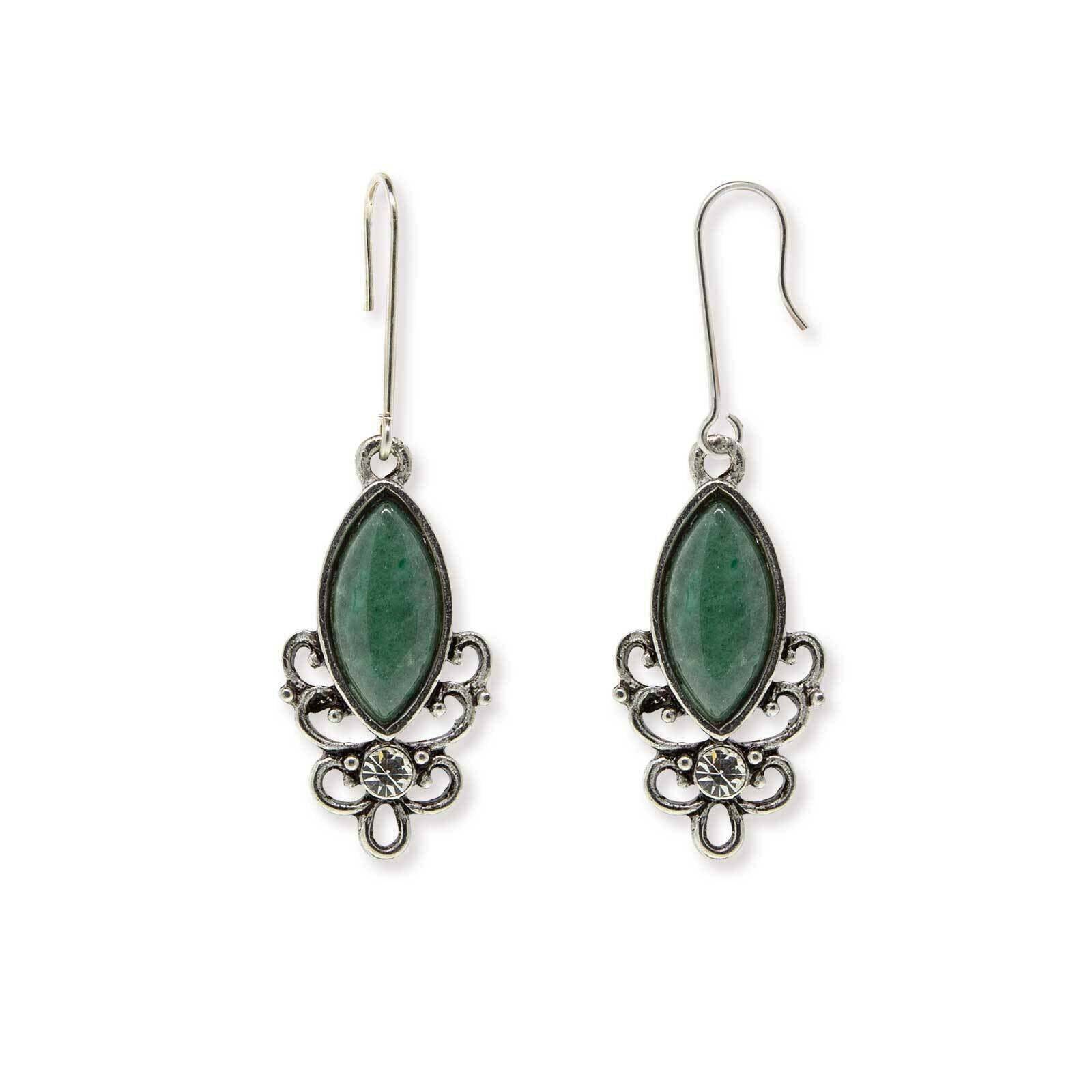 1928 Jewelry Classic Filigree Navette Gemstone Earrings - Vintage Inspired Dangle Earrings for Women - Perfect for Weddings, Parties & Special Occasions