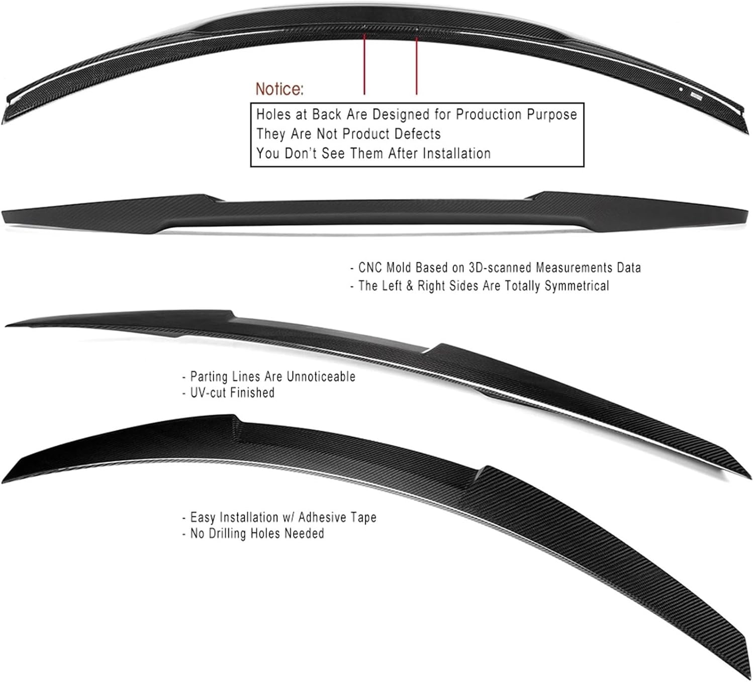 2014-2020 BMW F32 4 Series Coupe Carbon Fiber Rear Spoiler Wing - M4 Style Trunk Lip for Enhanced Aerodynamics & Sporty Look - Perfect for Car Enthusiasts & Street Racing