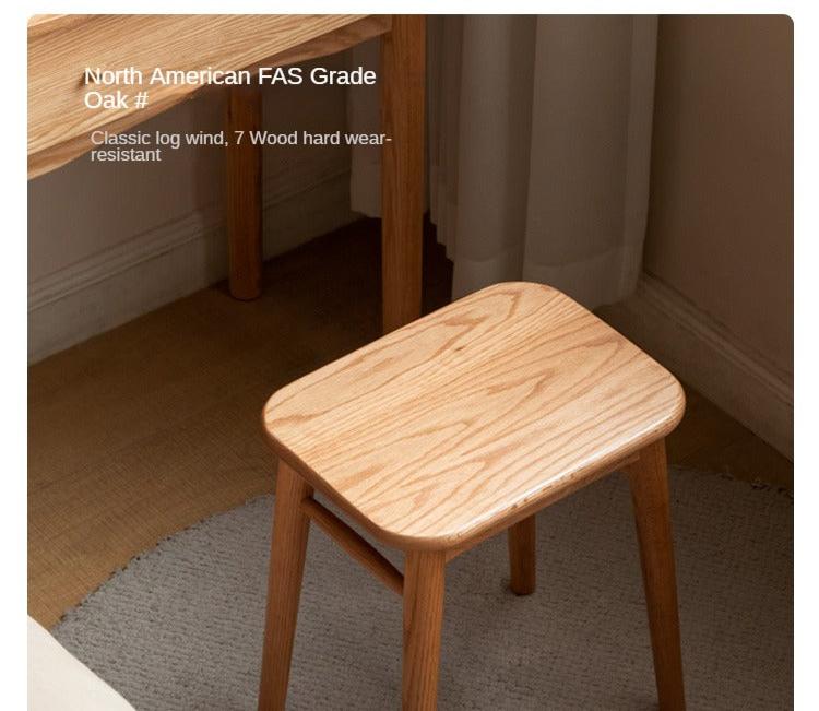 Premium Black Walnut, Cherry & Oak Solid Wood Modern Vanity Stool - Luxury Makeup Seat for Dressing Table, Bedroom & Bathroom