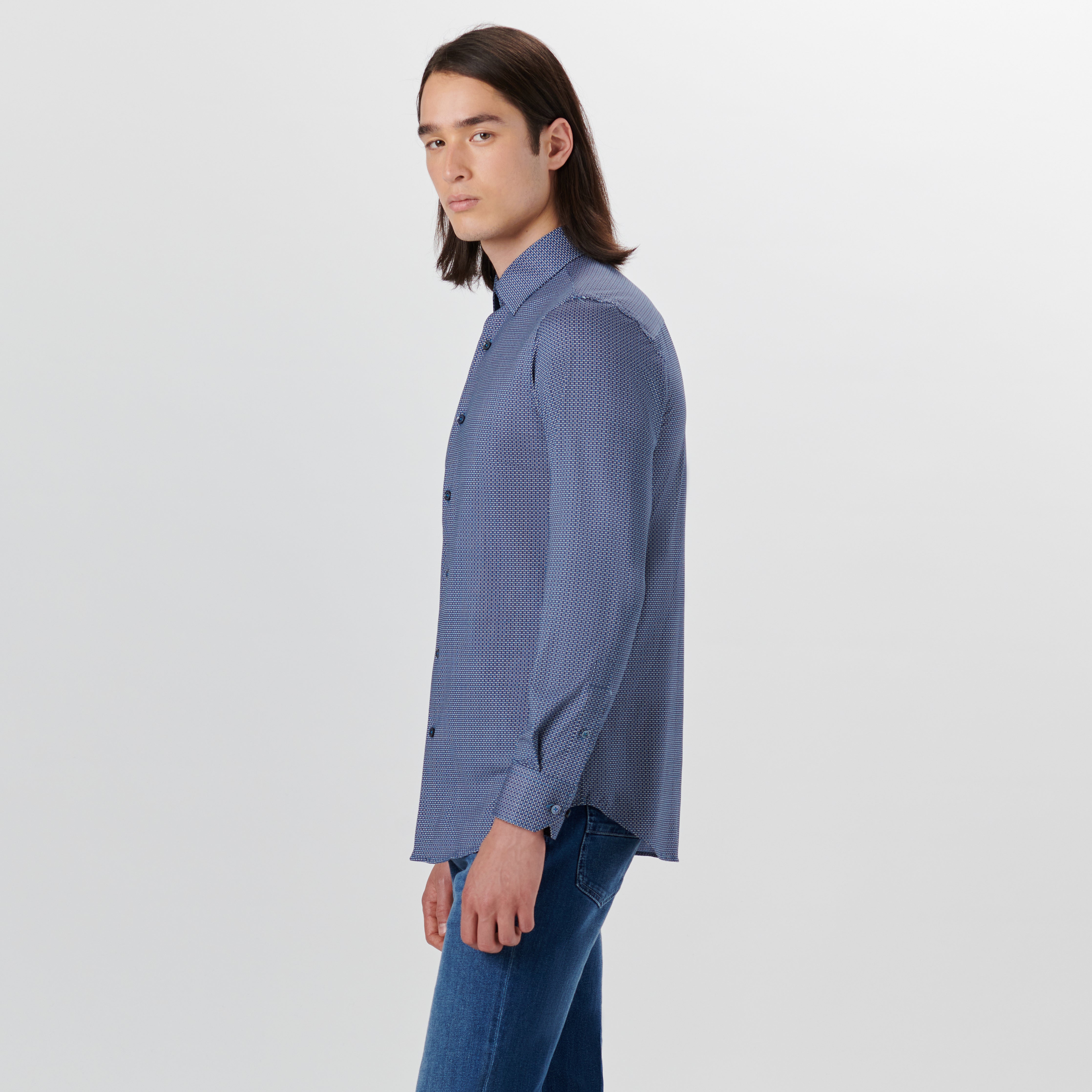 JAMES Bird's Eye Print Cotton Shirt for Men - Soft & Breathable Button Down Shirt for Casual Wear, Office & Outdoor Activities