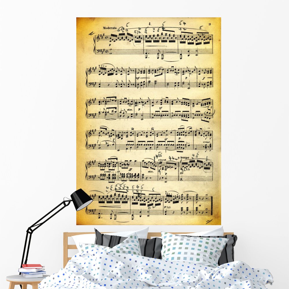 Vintage Dirty Music Sheet & Paper Texture Wall Decal - Peel and Stick Removable Graphic Art (60