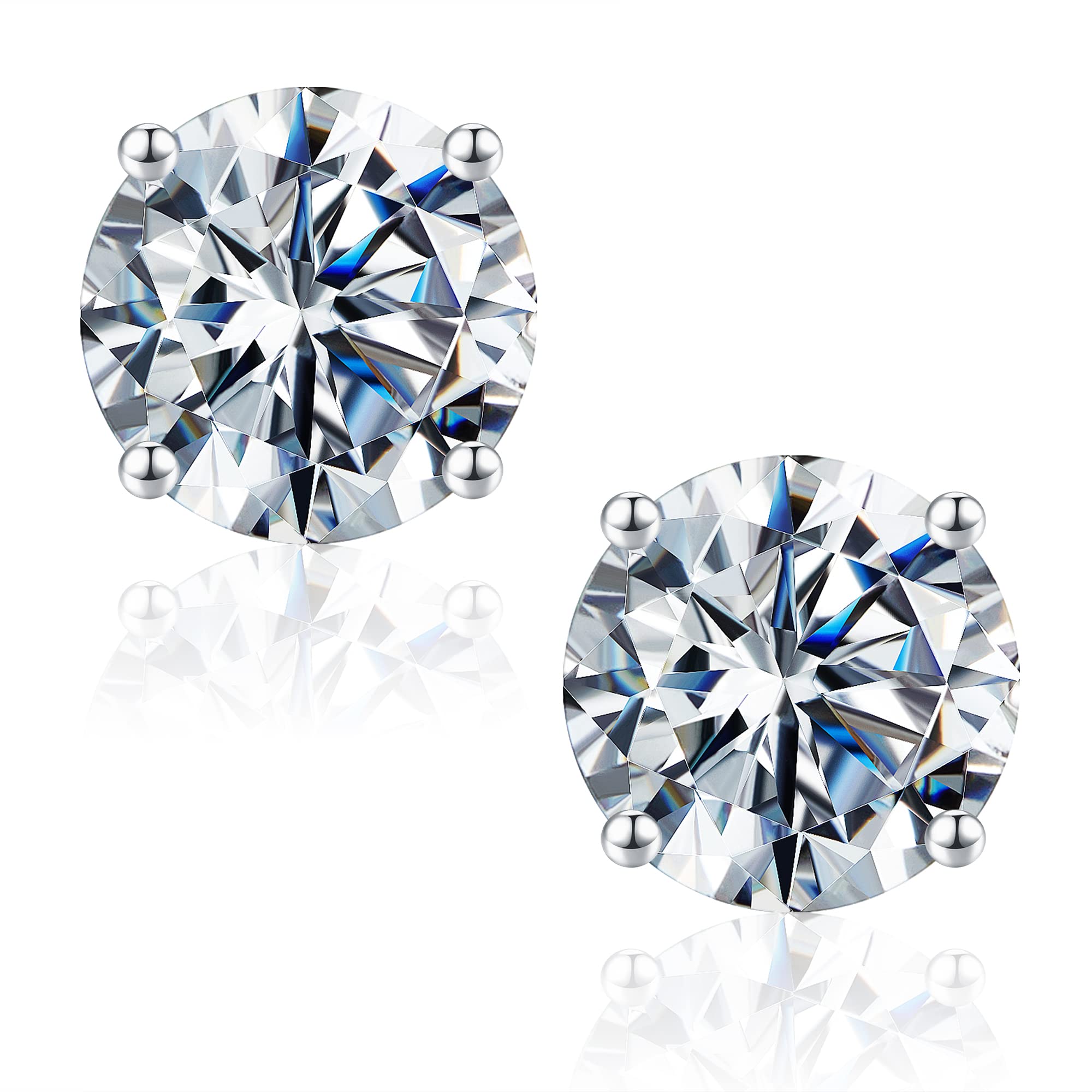 SMILEST 0.6-4ct Round Moissanite Stud Earrings for Women | D Color VVS1 Clarity Lab-Created Diamond Alternative | 18K White/Yellow/Rose/Black Ruthenium Gold Vermeil | 4-Prong Setting | Perfect for Weddings, Anniversaries & Special Occasions