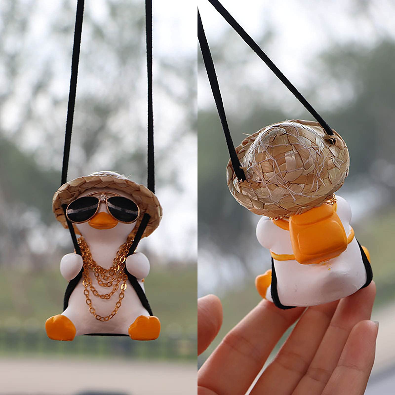 Cute Duck Car Pendant - Yellow Swing Duck Charm for Rearview Mirror Decor | Fun Car Accessories for Women & Girls | Perfect Gift for Duck Lovers