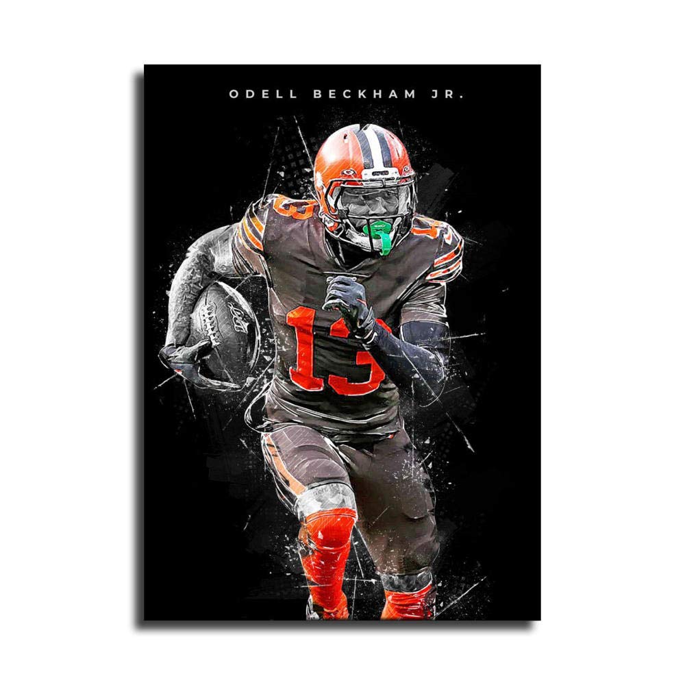 Odell Beckham Jr Canvas Wall Art - Modern NFL Football Player Poster Print for Bedroom, Living Room & Office Decor - Perfect for Sports Fans & Home Decoration