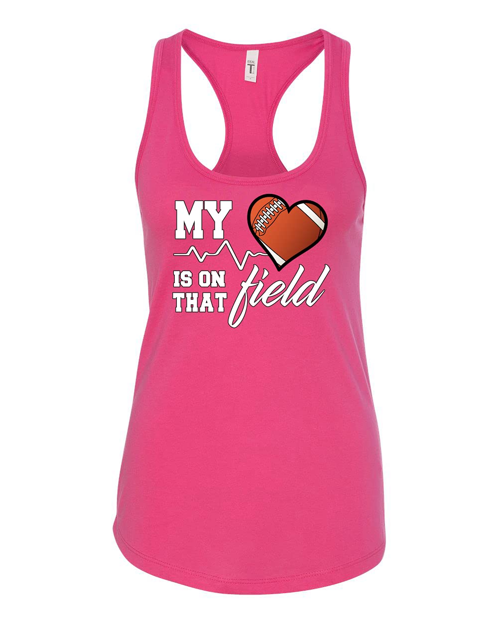 My Heart is On That Football Field - Sports Racerback Tank Top for Women - Perfect for Workouts, Gym & Game Day Support