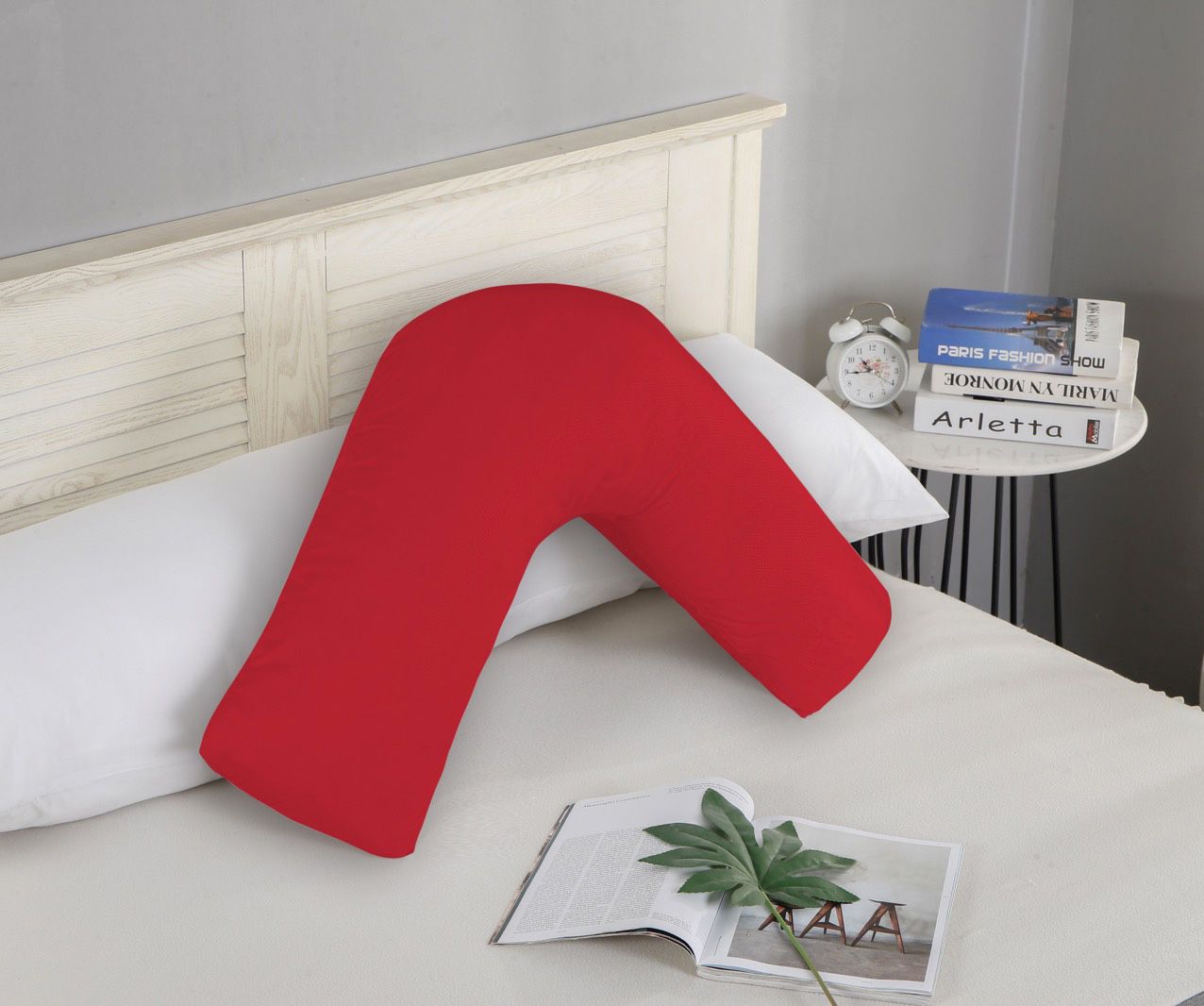 1000TC Premium Ultra Soft V-Shape Pillowcase - Red | Luxury Bedding for Side Sleepers & Neck Support | Perfect for Home, Hotel, and Travel Use