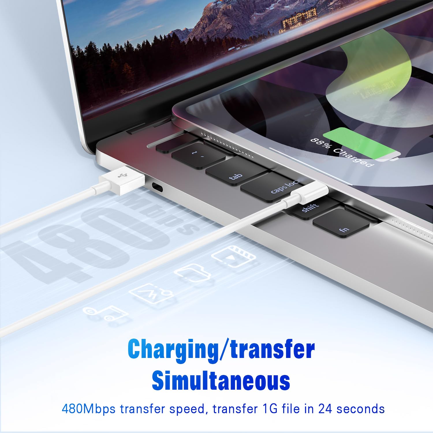 3.3FT USB A to Lightning Fast Charging Cable for iPhone 14/13/12/11/XS/XR/X/8/7/6 & iPad - CarPlay Compatible, Durable Car Charger Cord - Perfect for Road Trips & Daily Commutes