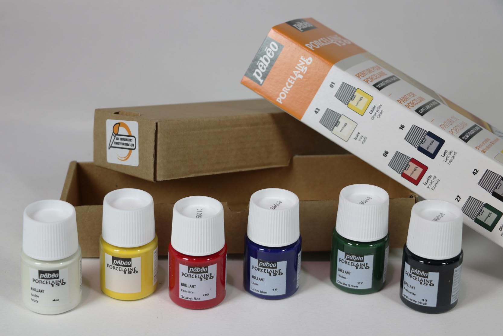 Pebeo Porcelaine 150 Initiation Set - 6 x 20ml Glossy Porcelain Paint for Ceramics & Glass - Perfect for DIY Crafts, Home Decor, and Gift Painting Projects
