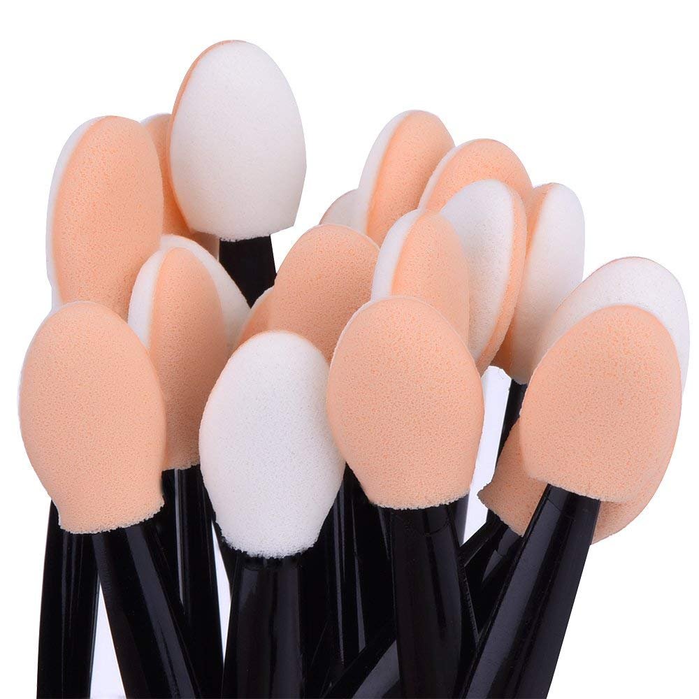 STORE77 12Pcs Disposable Double-Sided Eye Shadow Brush Set with Sponge Applicator - Oval Makeup Brushes for Professional & Home Use - Perfect for Eyeshadow Blending, Contouring & Makeup Application