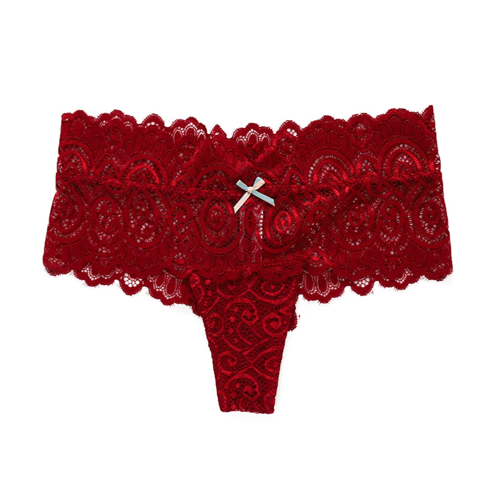 Sexy Lace Thong Panties for Women - Breathable Crochet Underwear with Scallop Trim, Comfortable Criss Cross Design for Date Night & Special Occasions