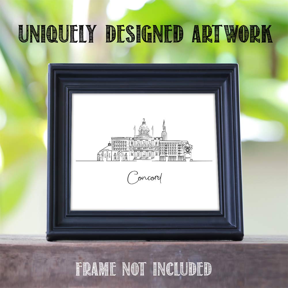 Concord Wall Art Print - 11x14 Skyline Drawing for Bedroom Decor