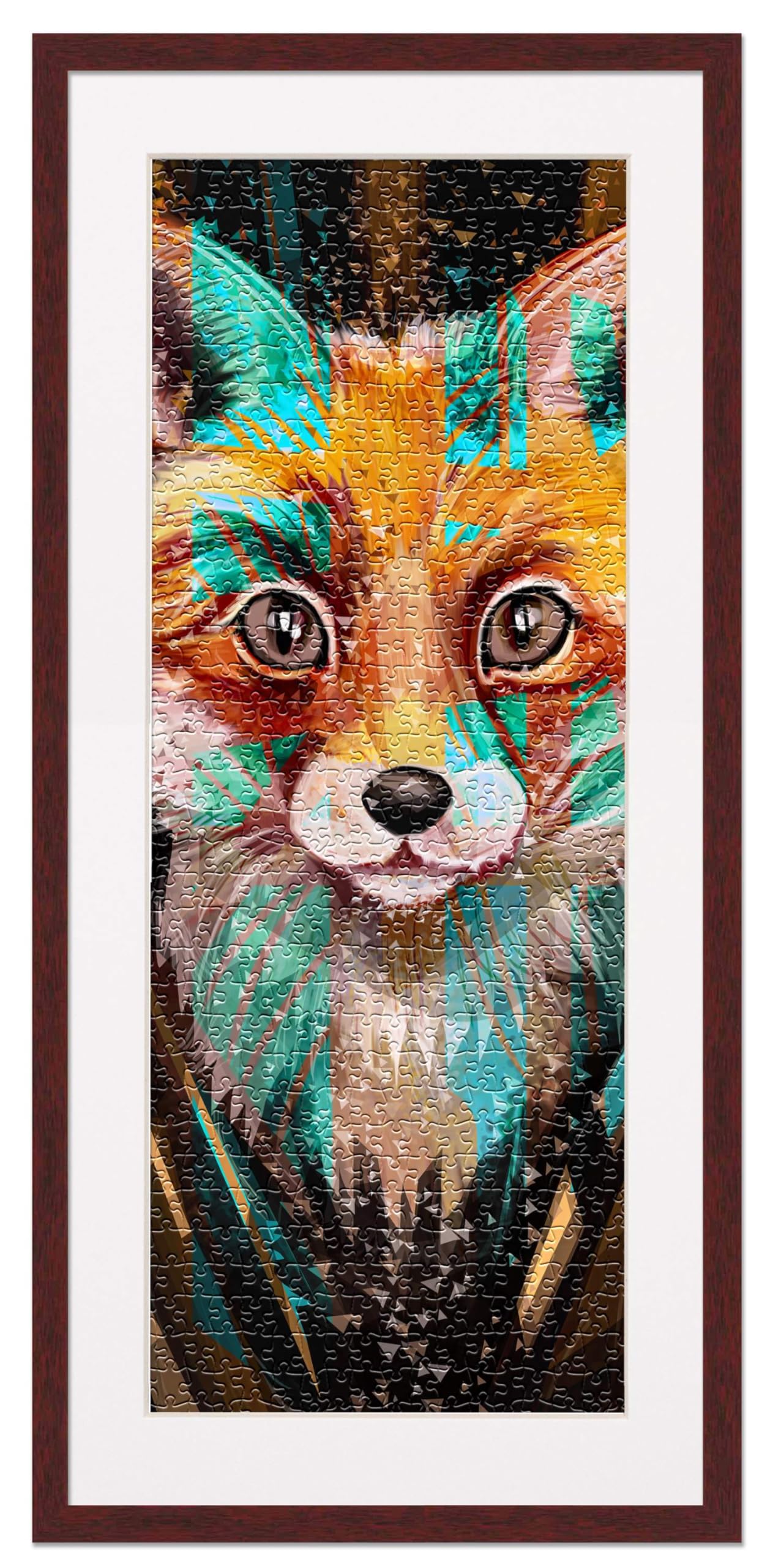12x36 Jigsaw Puzzle Frame Kit with Puzzle Glue Sheets, Brown Wood Frame & White Mat - UV Acrylic Protection, Backing & Hanging Hardware Included - Perfect for Displaying Completed Puzzles in Living Rooms, Game Rooms or as Gifts
