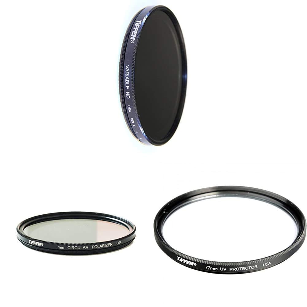 Tiffen 77mm Filter Bundle - Variable ND Filter, Circular Polarizer & UV Protection Filter for DSLR & Mirrorless Cameras - Perfect for Landscape, Travel & Outdoor Photography