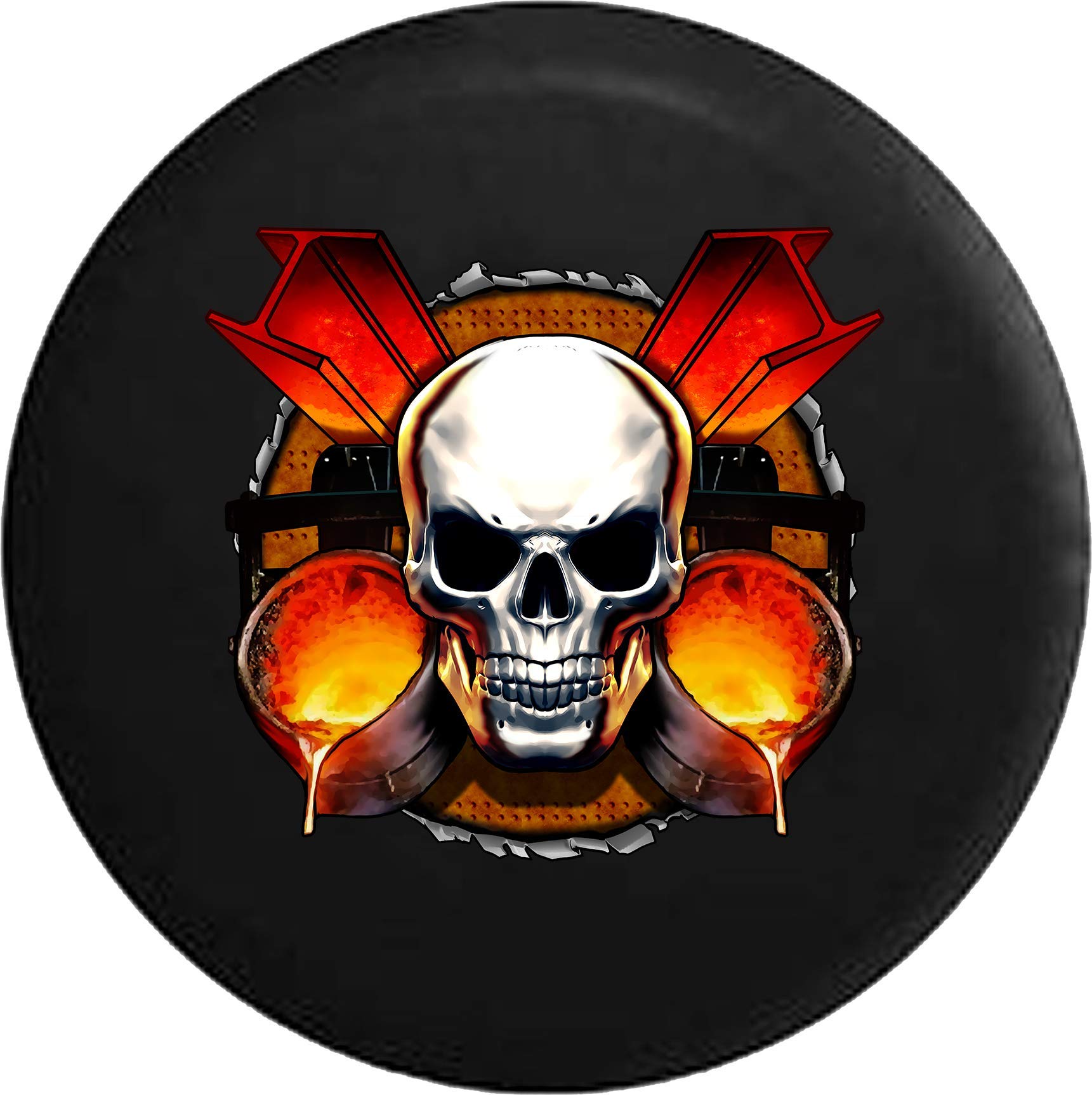 Black Tire Cover with Skull Design - Heavy Duty 31 Inch for Trucks, Jeeps & SUVs - Perfect for Off-Road Adventures & Construction Workers