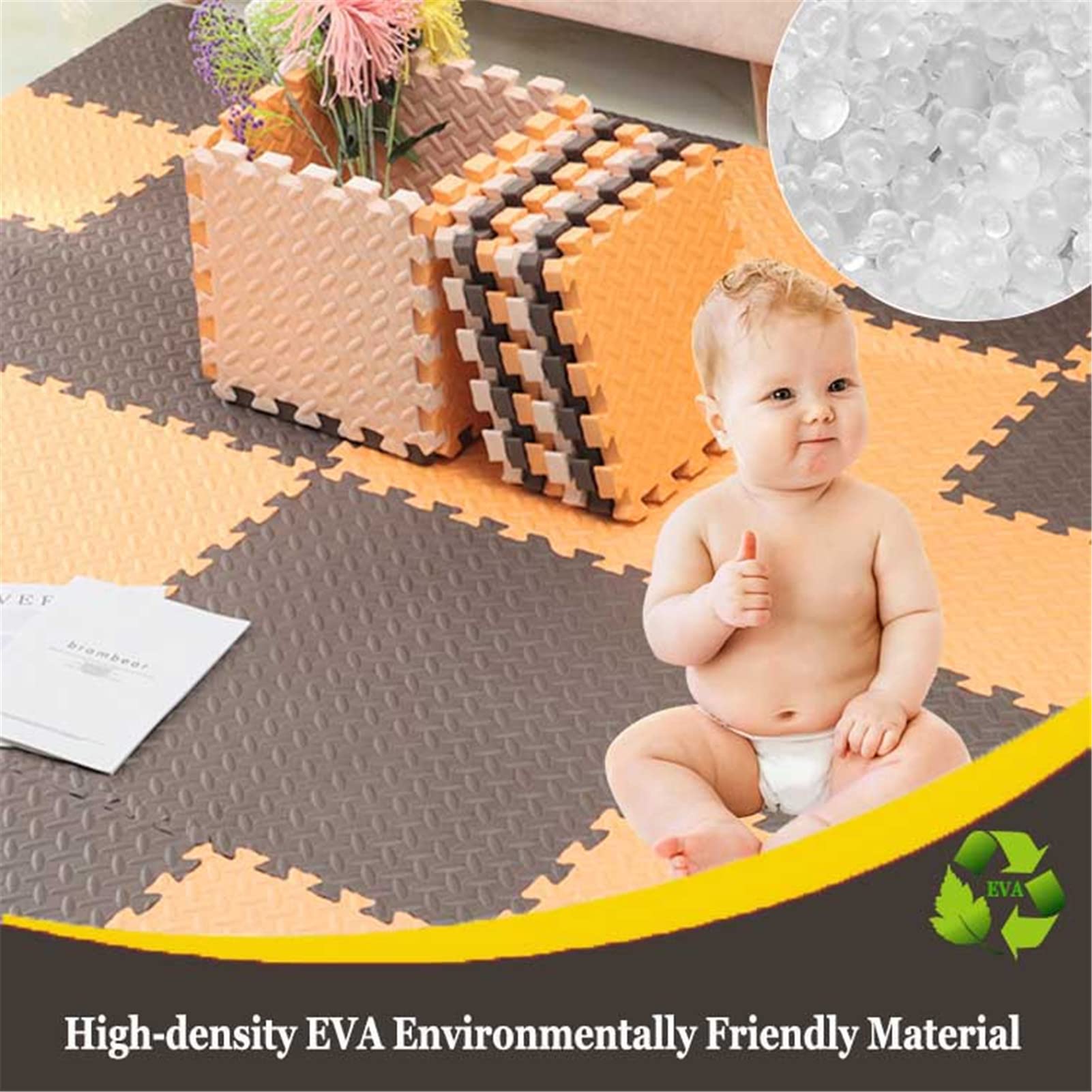 Baby Play Mat - Foam Interlocking Tiles, Waterproof & Non-Slip for Indoor/Outdoor Play - 36pcs
