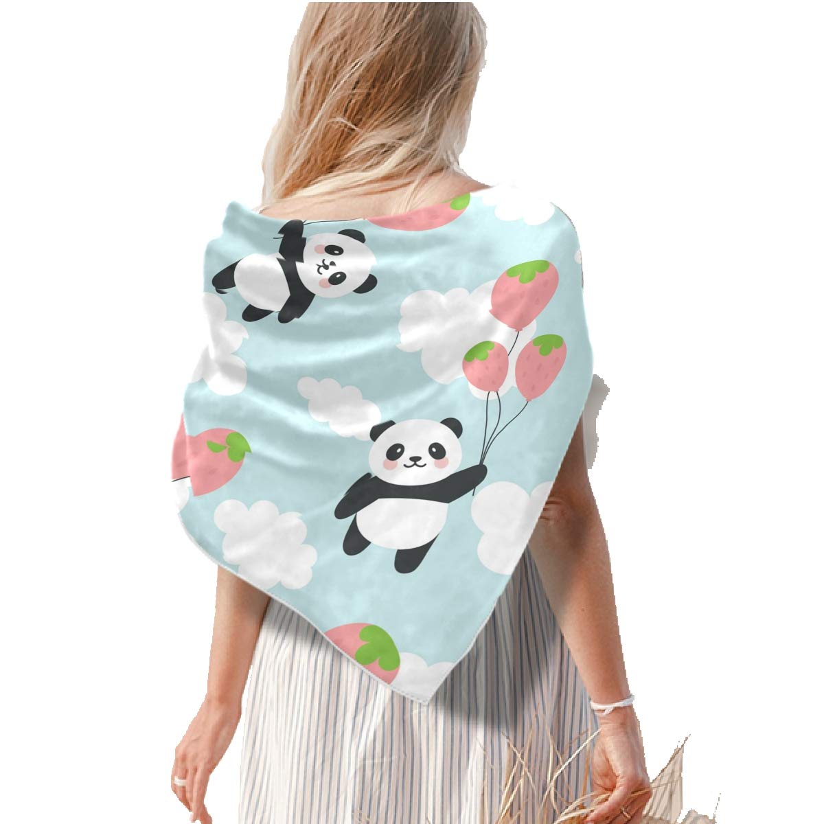 Square Silk Hair Scarf - Watercolor Panda Print Fashion Bandana for Women | Head Wrap, Neck Scarf & Shawl | Perfect for Casual Outfits, Beach Days & Boho Style