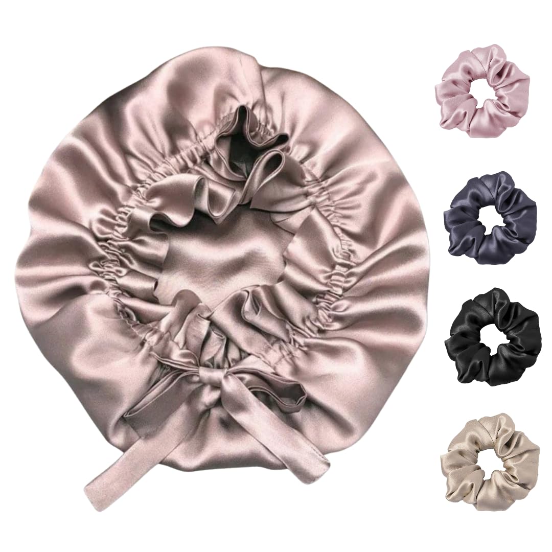 Attune Satin Silk Bonnet for Sleeping - Adjustable Silk Hair Bonnet for Curly Hair & Natural Hair Protection | Handmade Hair Cover for Women & Girls | Perfect Gift for Girlfriend, Sister & Mom (Multicolor) | Great for Nighttime Hair Care & Travel