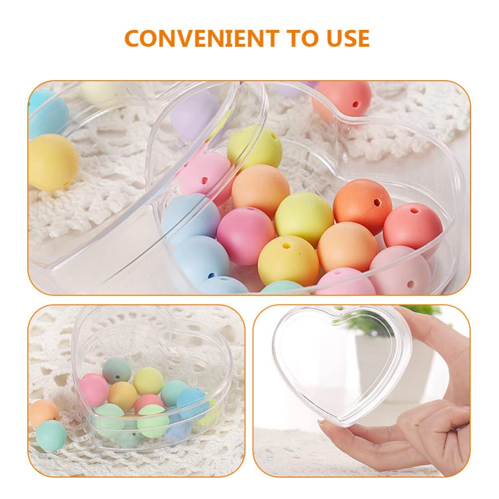 BESPORTBLE 5-Piece Heart Shaped Clear Candy Jewelry Storage Box - 8.5x8x4cm Transparent Wedding Favor Container - Perfect for Bridal Showers, Birthday Party Favors & Gift Packaging