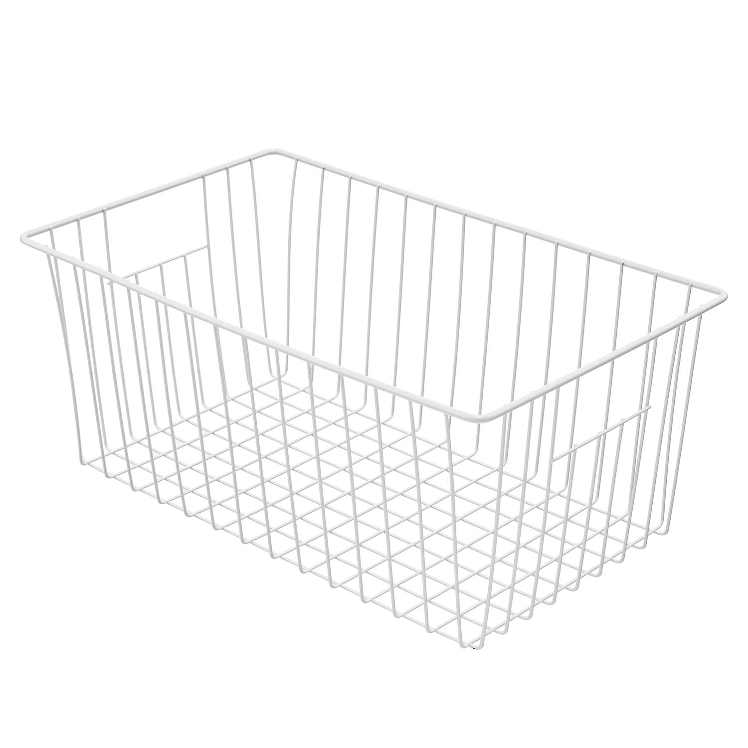 16-Inch Freezer Storage Organizer Baskets - Household Wire Refrigerator Bins with Built-in Handles for Kitchen, Pantry, Cabinet & Closet - Perfect for Organizing Frozen Food, Snacks, Bedroom Items & More
