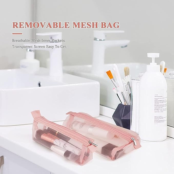Elegant Roomy Cosmetic Bag for Women - Makeup & Toiletry Organizer - Perfect Gift for Travel & Daily Use