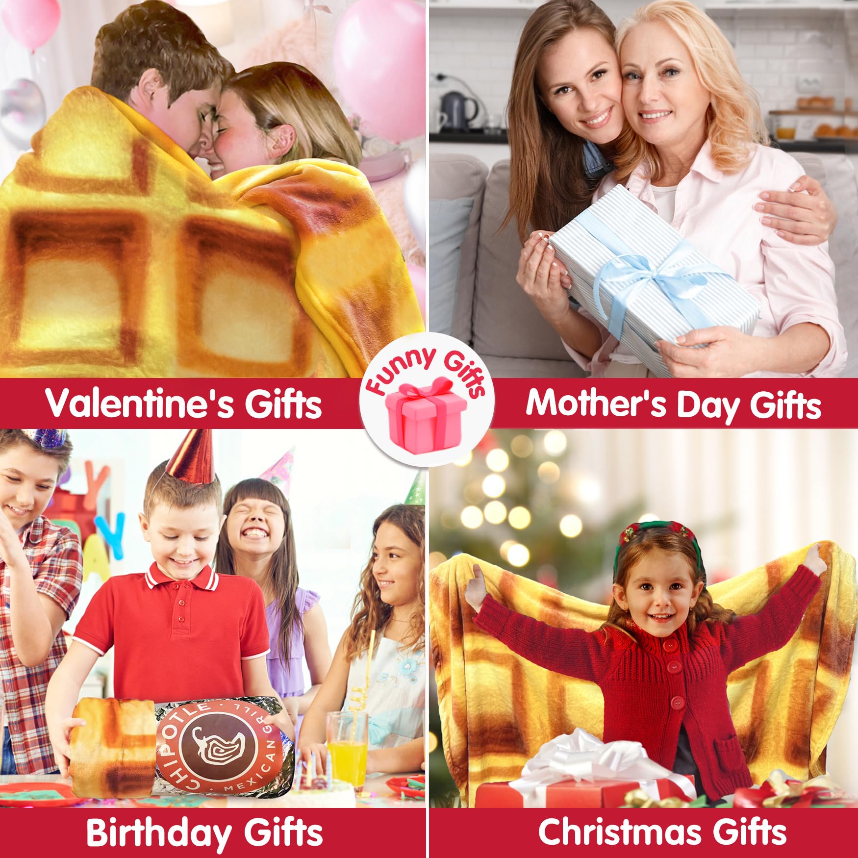 Jorbest Waffles Blanket - Soft 285 GSM Flannel Throw for Adults, Kids & Babies - Double Sided Food Themed Blanket in Brown (60 inches) - Perfect Birthday Gift for Women, Men & Teens - Great for Cozy Movie Nights, Picnics & Home Decor