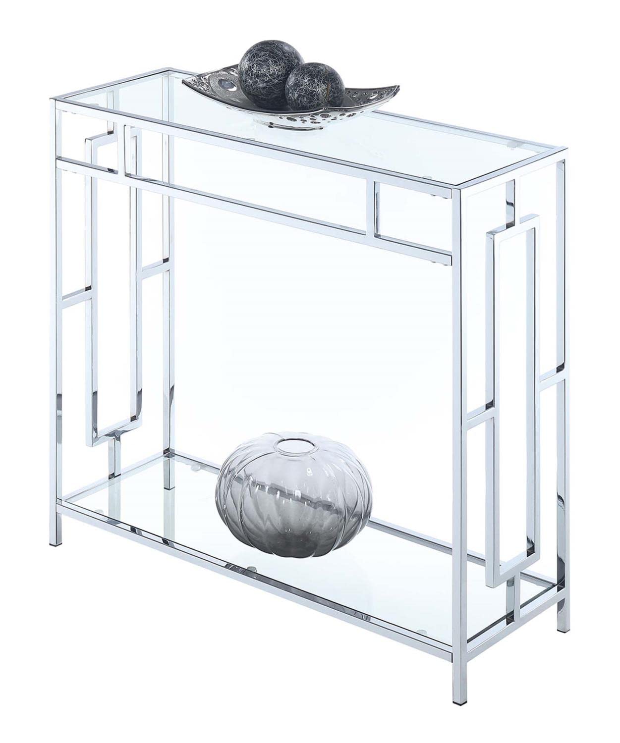 Modern Chrome Glass Hall Table 31.5